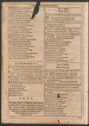 Volgen etliche Psalmen und andere geistliche lieder/ so von Christlichen Gottseligen männern gestellt/ und auß den gemeinen Psalmbüchlein ... außgezogen/ und mit angehenckt worden.