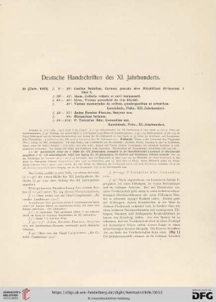 Deutsche Handschriften des XI. Jahrhunderts