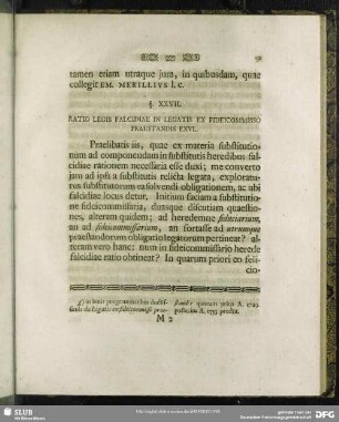 §. XXVII. Ratio Legis Falcidiae In Legatis Ex Fideicommisso Praestandis Exul