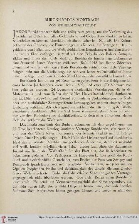 Burckhardts Vorträge
