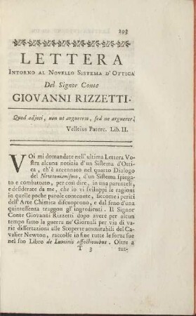 Lettera Intorno Al Novello Sistema D'Ottica Del Signor Conte Giovanni Rizzetti