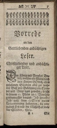 Vorrede an den Gottliebenden andächtigen Leser.