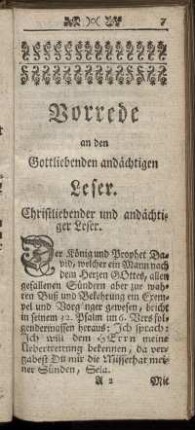 Vorrede an den Gottliebenden andächtigen Leser.