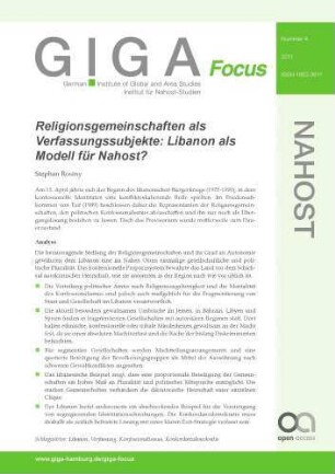 Religionsgemeinschaften als Verfassungssubjekte : Libanon als Modell für Nahost?