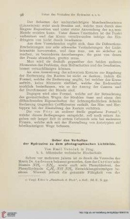 13: Ueber das Verhalten der Hydrazine zu dem photographischen Lichtbilde