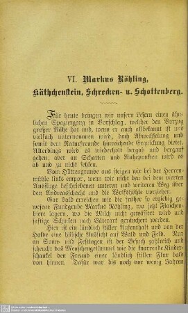 VI. Markus Röhling. Käthchenstein, Schrecken- und Schottenberg