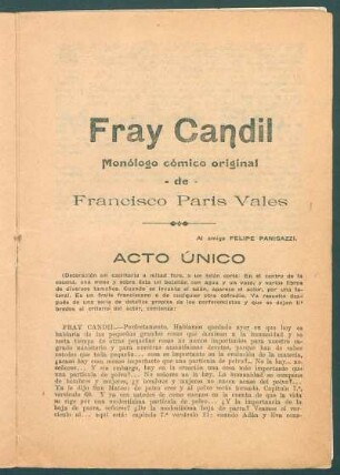 Fray Candil : monólogo cómico original