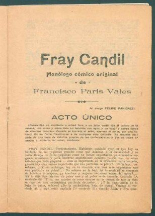 Fray Candil : monólogo cómico original