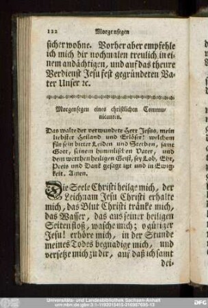 Morgensegen eines christlichen Communicanten.