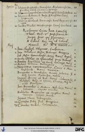 [fol. 3] Rektorat Jodocus Lorichius 1586