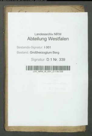 Nachweise der sämtlichen in der Rentei Warendorf vorhandenen Aktivkapitalien und deren Zinsen
