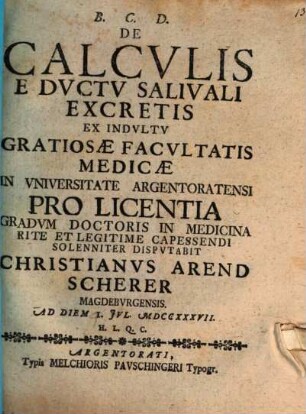 De calculis e ductu salivali excretis