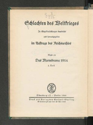 Bd. 23: Das Marnedrama 1914, Teil 2 : in Einzeldarstellungen