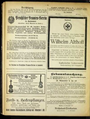 Nachruf : [Wilhelm Althoff]