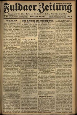 Ausgabe vom Mittwoch, den 29. März 1933.