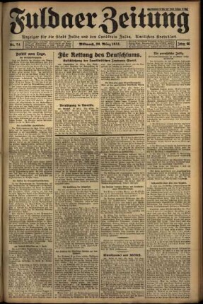 Ausgabe vom Mittwoch, den 29. März 1933.