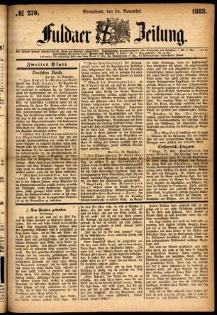 Ausgabe vom Samstag, den 24. November 1883.