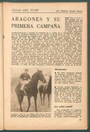 Aragones y su primera campaña : Cosas del turf