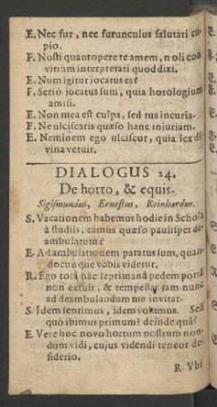 Dialogus 24. De horto, & equis.