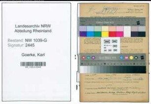 Entnazifizierung Karl Goerke , geb. 13.06.1907 (Monteur)