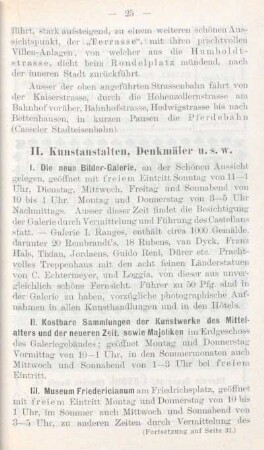 II. Kunstanstalten, Denkmäler u.s.w.