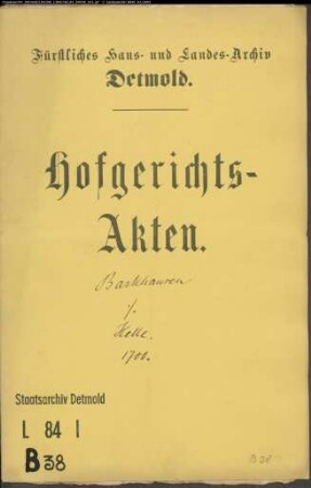 Barkhausen, Franz Kaspar, (Registrator) gegen Margarete Hedwig, Johann Henrich Helles Frau in Horn - Beleidigung
