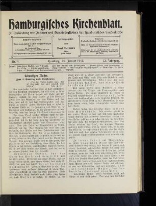 Nr. 4. Hamburg, 24. Januar 1915. 12. Jahrgang.