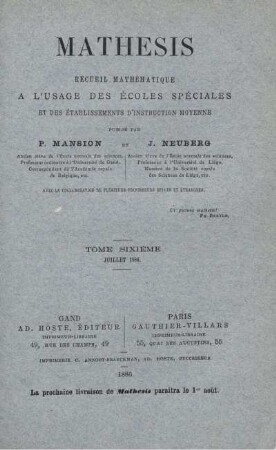TOME SIXIÉME. JUILLET 1886.