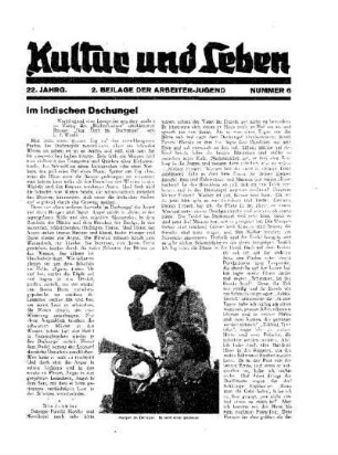 Kultur und Leben : 2. Beilage der "Arbeiter-Jugend"