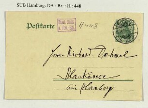 Postkarte an Richard Dehmel