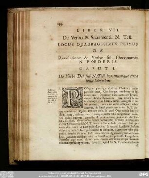 Locus Quadragesimus Primus De Revelatione & Verbo sub Oeconomia N. Foederis.