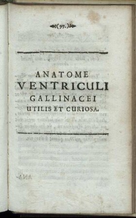 Anatome Ventriculi Gallinacei Utilis Et Curiosa.