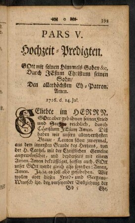 393-506, Pars V.: Hochzeit-Predigten