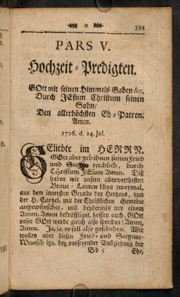 393-506, Pars V.: Hochzeit-Predigten