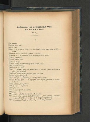 Elements de grammaire Tho et vocabulaire
