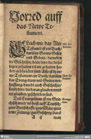 Vorred auff das Newe Testament