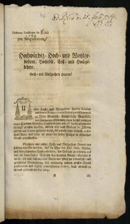 1-16(9), Hochwürdig- Hoch- und Wohlgebohrne, Hochedle, Vest- und Hochgelehrte, Hoch- und Vielgeehrte Herren!