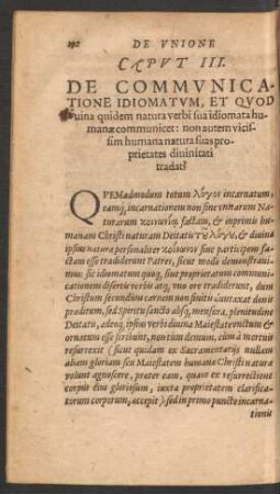 Caput III. De Communicatione Idiomatum ...