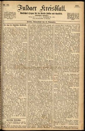 Erste Ausgabe vom Samstag, den 17. November 1883.