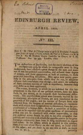The Edinburgh review, or critical journal, 2. 1803