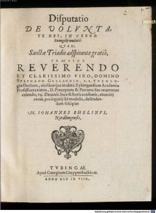 Disp. de voluntate Dei, in verbo evangelii revelata