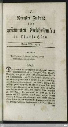 Monat März 1774 (V/VI)