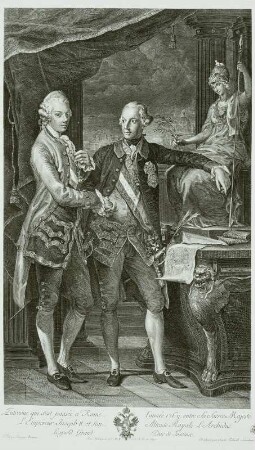 Erzherzog von Österreich Joseph II. von Lothringen als römisch-deutscher Kaiser mit seinem Bruder Leopold