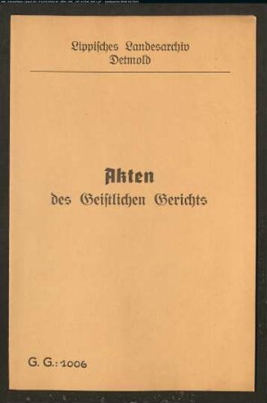 Hans Kamps zu Orbke gegen Anna Elisabeth Plaß aus Hiddesen, dient auf Niemeiers Hofe zu Orbke, wegen einer Eheklage