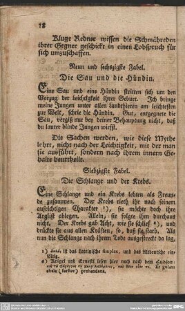 Siebzigste Fabel. Die Schlange und der Krebs