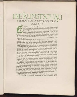 Die Kunstschau - Beiblatt der Meister der Farbe - Juli 1912