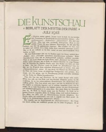 Die Kunstschau - Beiblatt der Meister der Farbe - Juli 1912