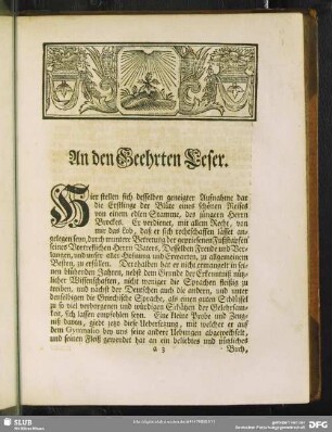 An den Geehrten Leser