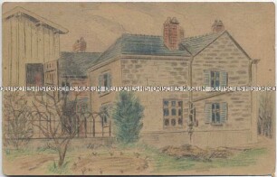 Bauernhaus, handgezeichnete Postkarte von der französischen Front