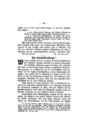 Zur Heimstättenfrage